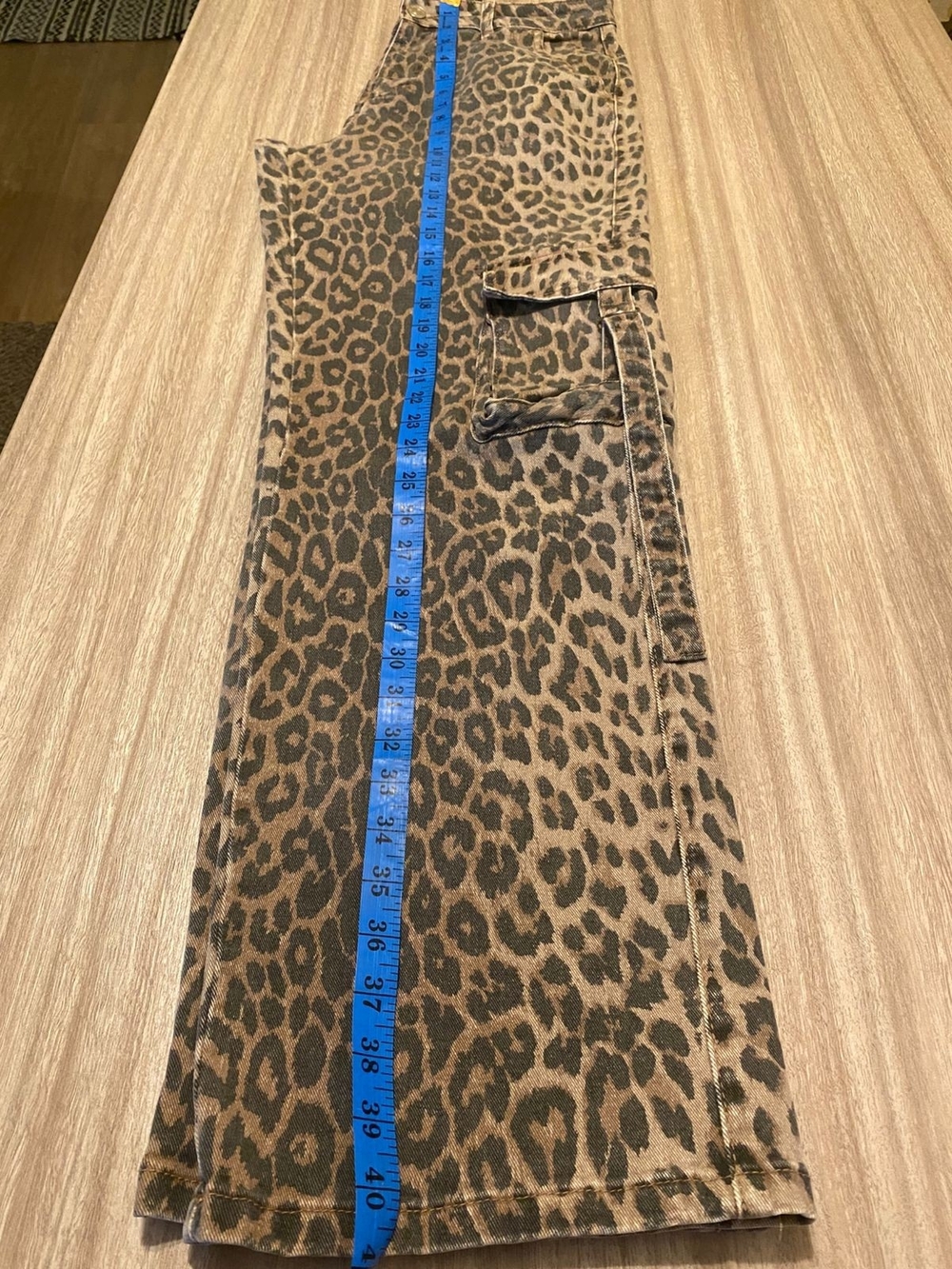 Wide Leg Leopard Print Cargo Pants in Brown